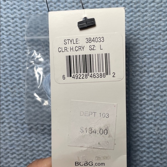 BCBG Lambswool light blue cardigan sz  L - Picture 5 of 6